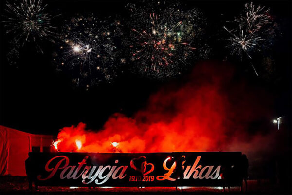 Folia z imionami Patrycja i Łukasz