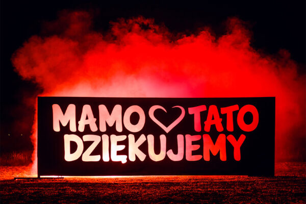 Dwurzędowa folia na podziękowania dla rodziców